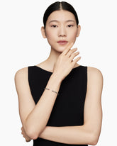 Classic Cable Bracelet in Sterling Silver with 18K Yellow Gold and Amethyst, 4mm